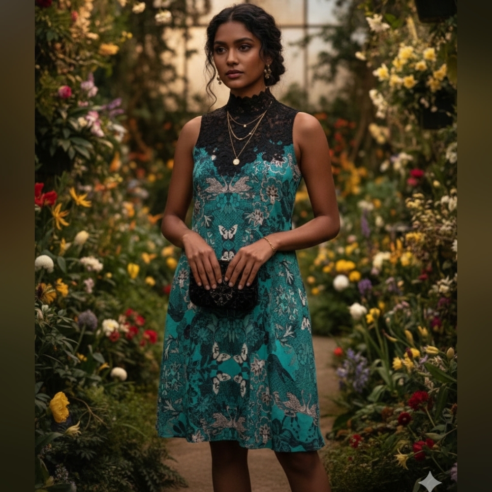 EUC Maeve Anthropologie Size Small Green Butterfly Lace Dress!!